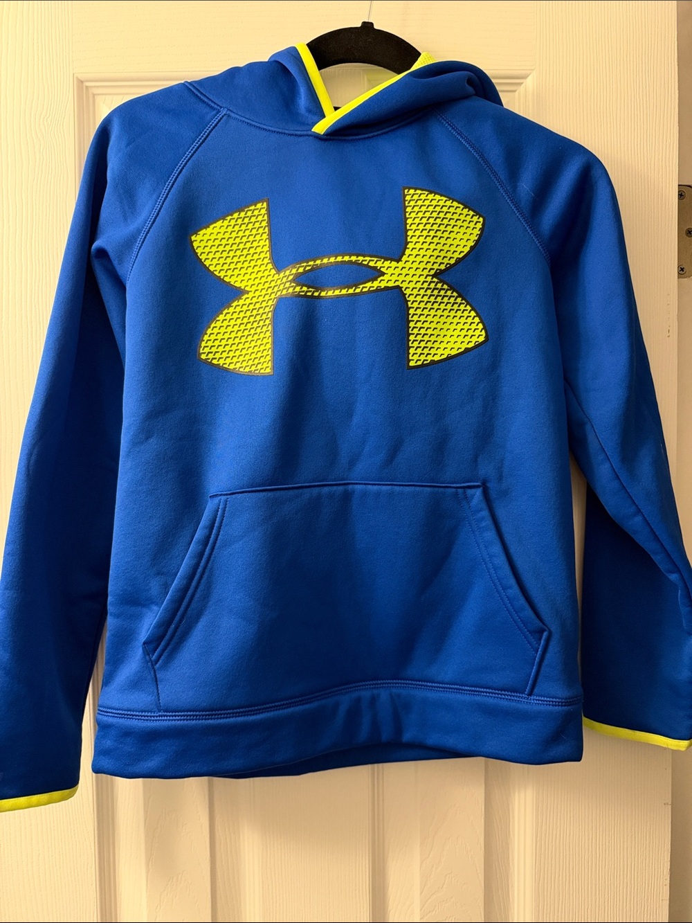 Under Armour Blue Hoodie with Yellow Logo Boys Size Medium